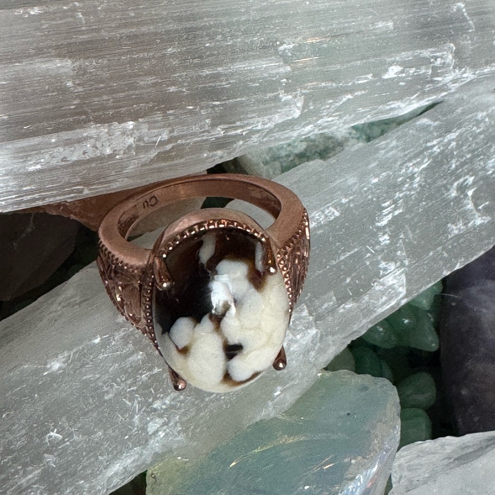 Dzi Bead Copper Ring w/ Magnetic Therapy | Two-Eye Talisman